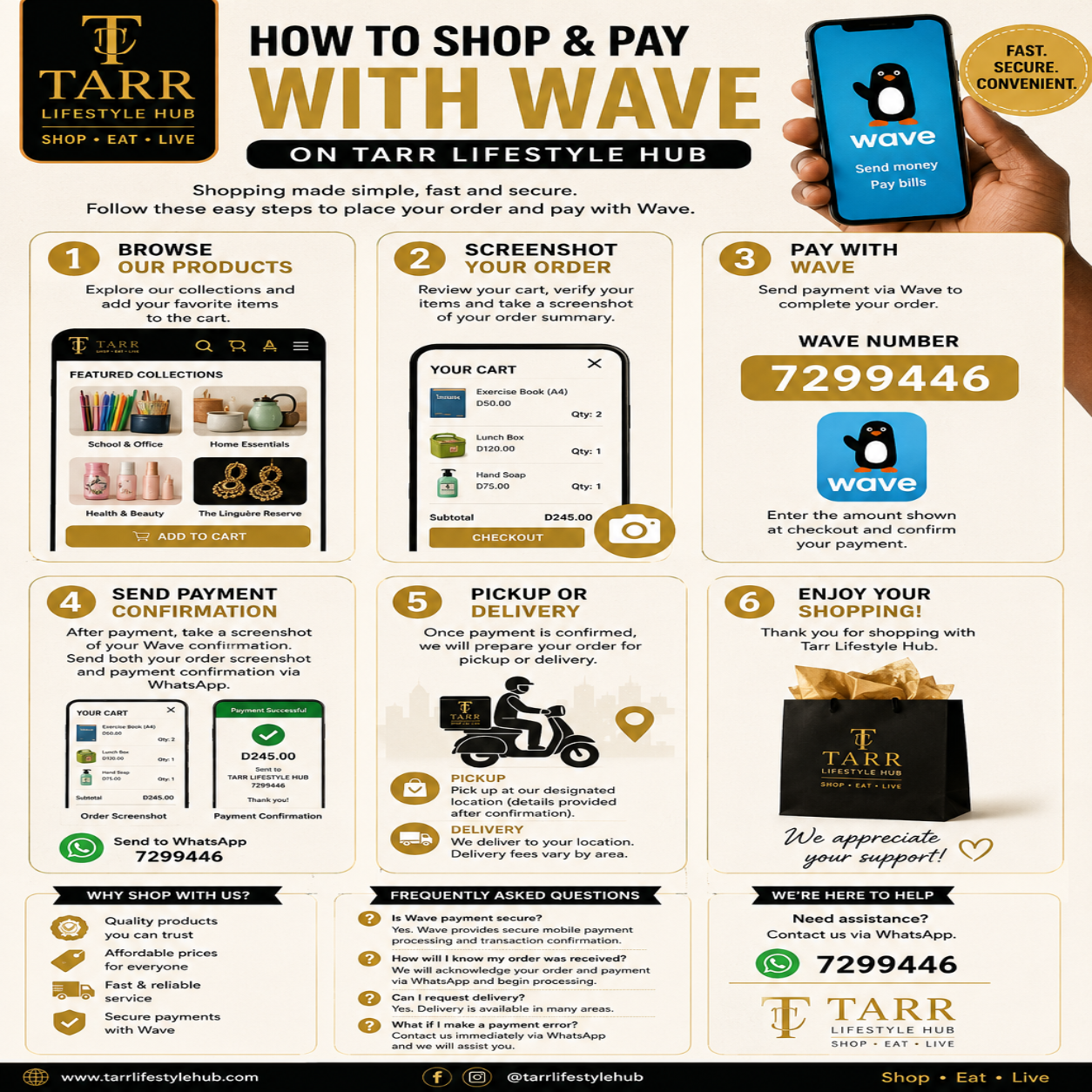How to Shop and Pay with Wave on Tarr