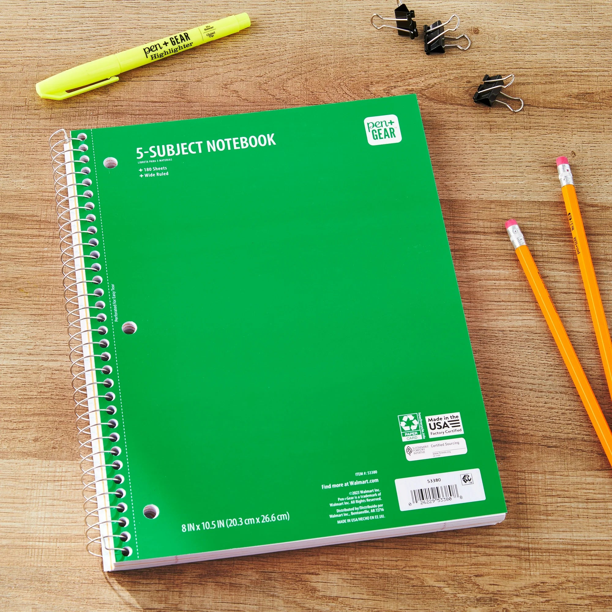 Wide Ruled 5-Subject Notebook