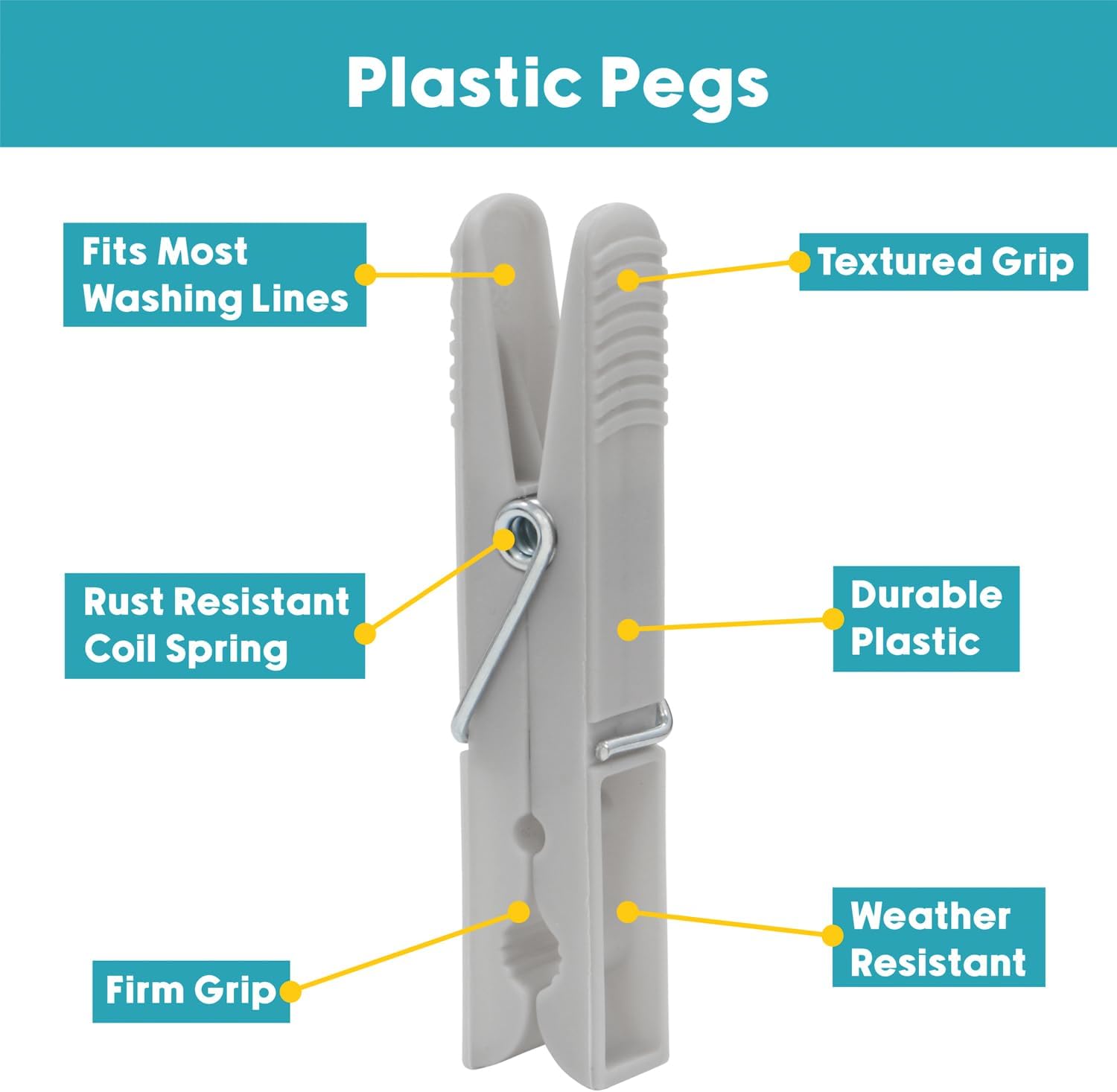 Ultra Strong Rust Resistant Clothes Peg, Pack of 100