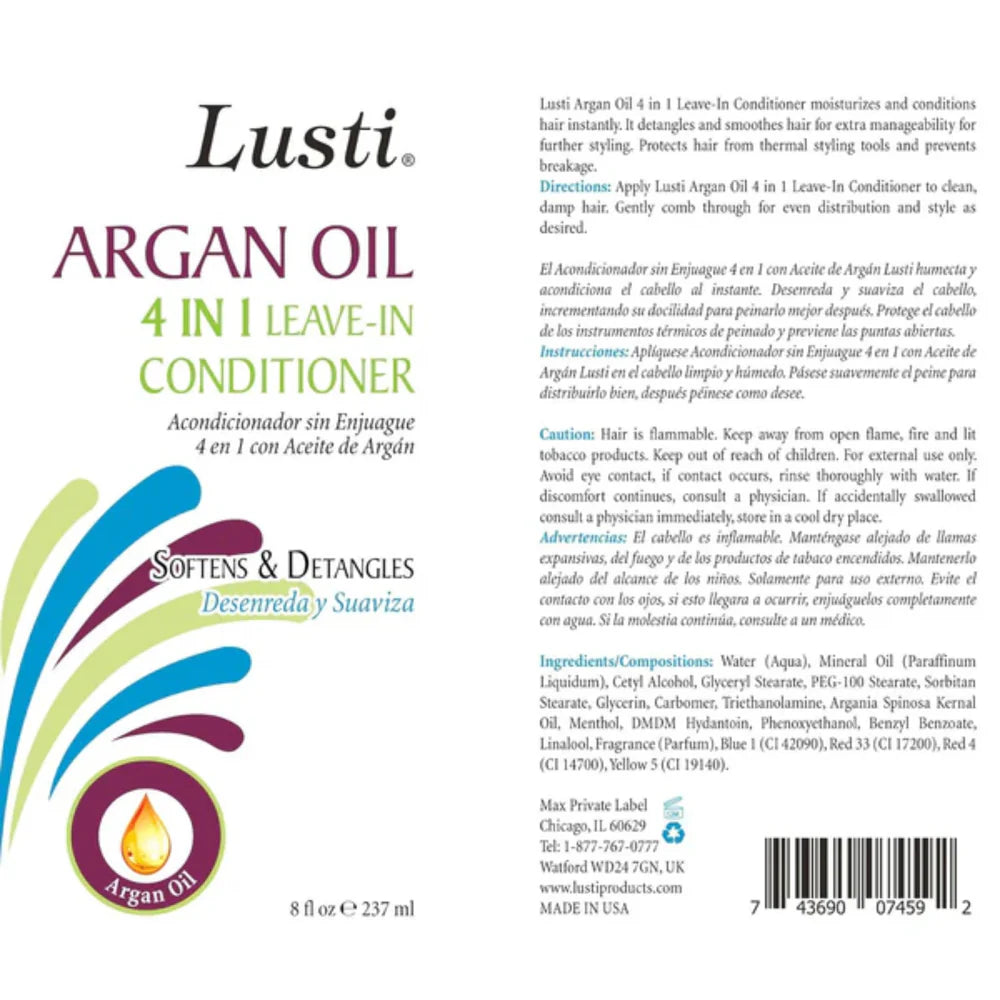 Lusti Argan Oil 4-in-1 Leave-In Conditioner, 8 oz